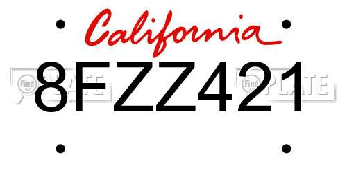 8FZZ421 California License Plate