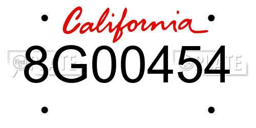 8G00454 California License Plate