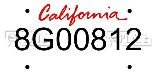 8G00812 California License Plate