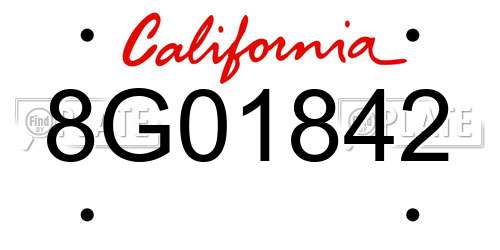 8G01842 California License Plate