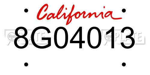 8G04013 California License Plate