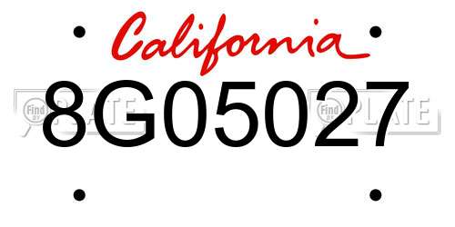 8G05027 California License Plate