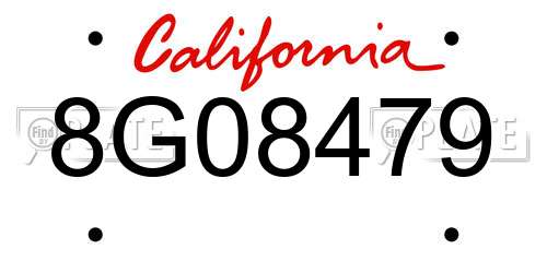 8G08479 California License Plate