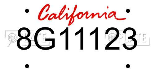 8G11123 California License Plate