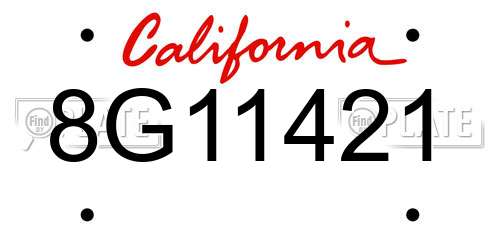 8G11421 California License Plate