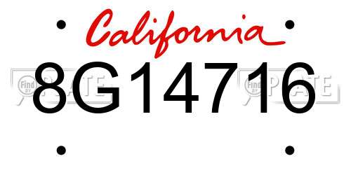 8G14716 California License Plate
