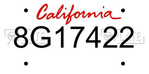 8G17422 California License Plate