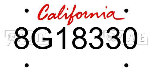 8G18330 California License Plate