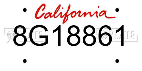 8G18861 California License Plate