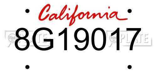 8G19017 California License Plate