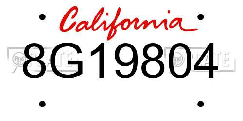 8G19804 California License Plate