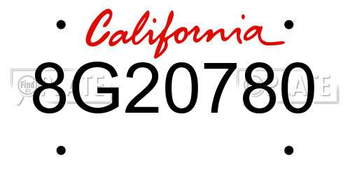 8G20780 California License Plate