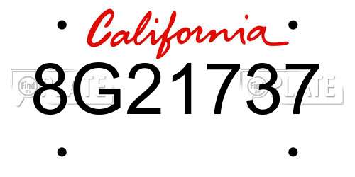 8G21737 California License Plate