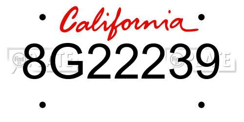 8G22239 California License Plate