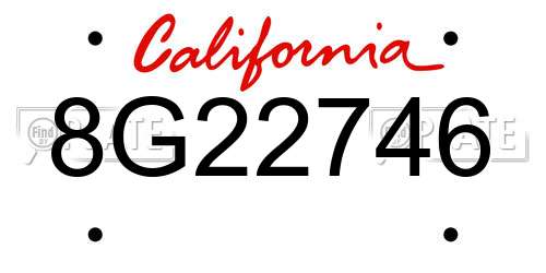8G22746 California License Plate