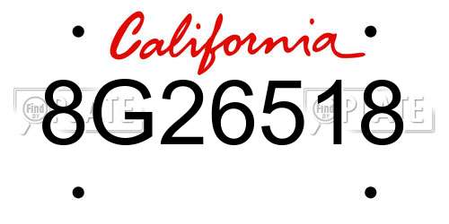 8G26518 California License Plate