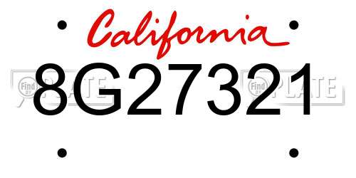 8G27321 California License Plate