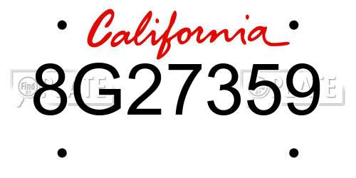 8G27359 California License Plate