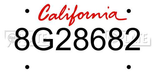 8G28682 California License Plate