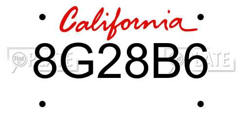 8G28B6 California License Plate
