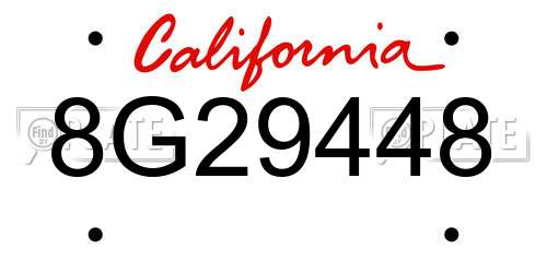 8G29448 California License Plate