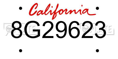 8G29623 California License Plate