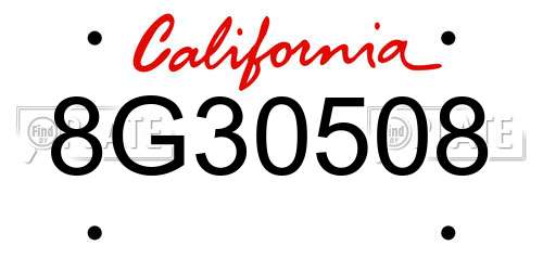 8G30508 California License Plate