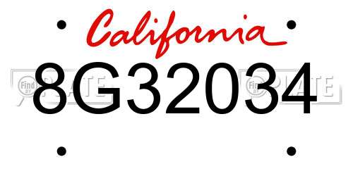 8G32034 California License Plate