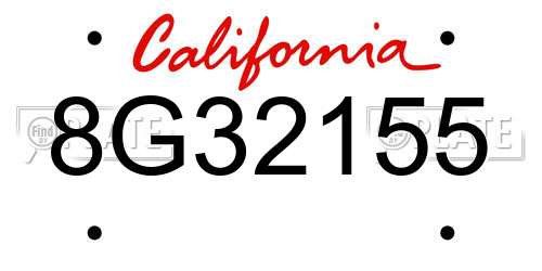 8G32155 California License Plate