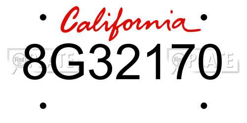 8G32170 California License Plate