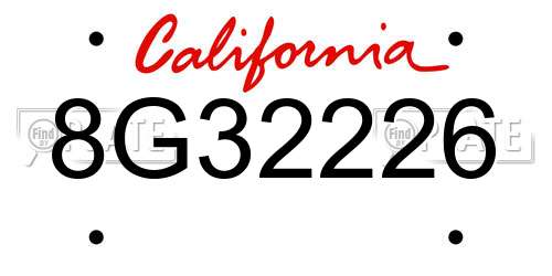 8G32226 California License Plate