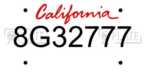 8G32777 California License Plate
