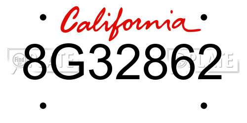 8G32862 California License Plate