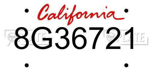8G36721 California License Plate