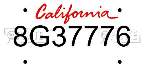 8G37776 California License Plate
