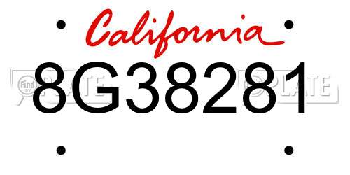 8G38281 California License Plate