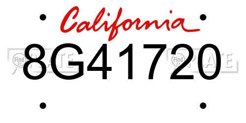 8G41720 California License Plate
