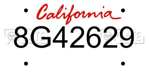 8G42629 California License Plate