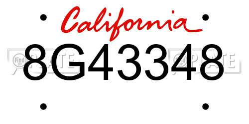 8G43348 California License Plate
