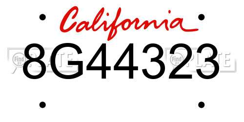 8G44323 California License Plate