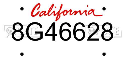 8G46628 California License Plate
