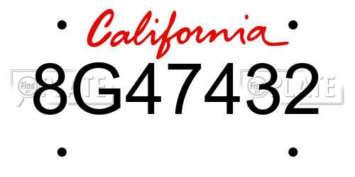 8G47432 California License Plate