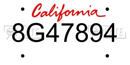 8G47894 California License Plate