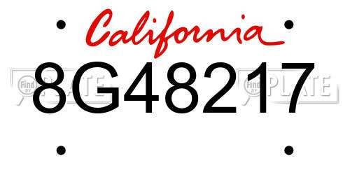 8G48217 California License Plate
