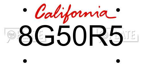 8G50R5 California License Plate