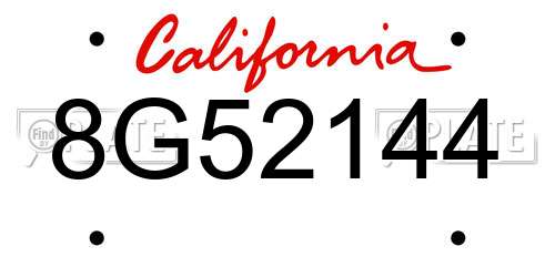 8G52144 California License Plate