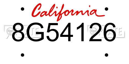 8G54126 California License Plate