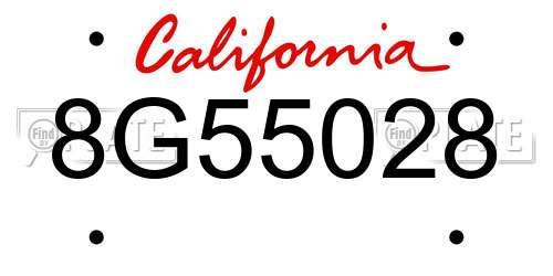 8G55028 California License Plate