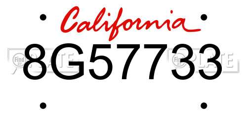 8G57733 California License Plate