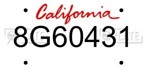 8G60431 California License Plate